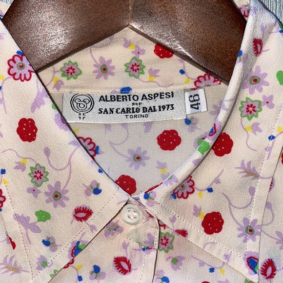Alberto Aspesi Silk Button-down Floral Print Blouse (EU size 46/US Small) - Picture 3 of 4